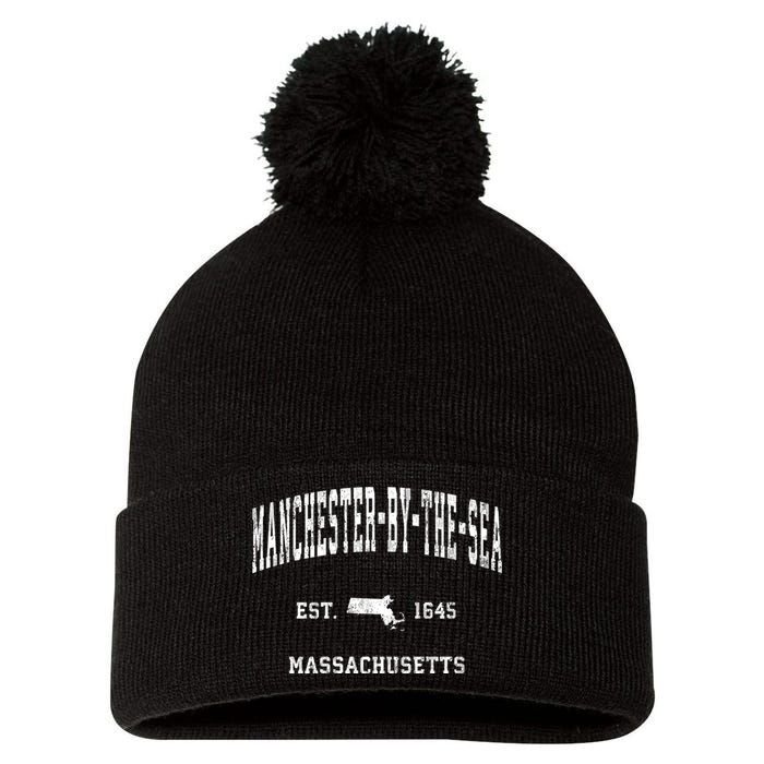 Manchester By The Sea Massachusetts Ma Vintage Athletic Pom Pom 12in Knit Beanie