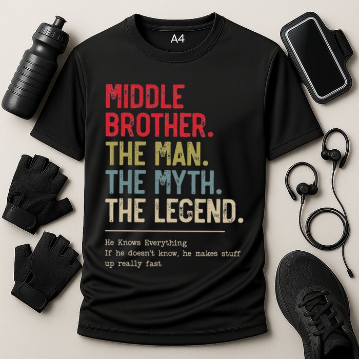 Middle Brother The Man The Myth The Legend For Brother Cooling Performance Crew T-Shirt