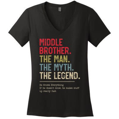 Middle Brother The Man The Myth The Legend For Brother Women's V-Neck T-Shirt