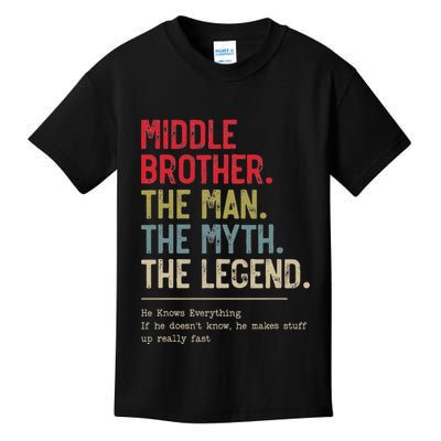 Middle Brother The Man The Myth The Legend For Brother Kids T-Shirt
