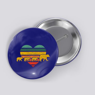 Mama Bear Three Cubs Retro Heart Mothers Day Gift Funny Gift Button