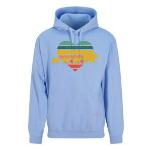 Mama Bear Three Cubs Retro Heart Mothers Day Gift Funny Gift Unisex Surf Hoodie