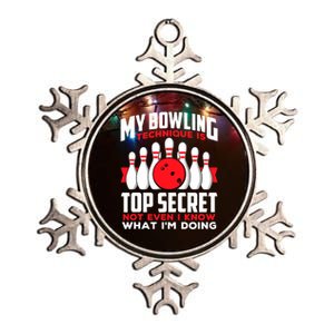 My Bowling Technique is Top Secret Funny Bowling Bowler Metallic Star Ornament