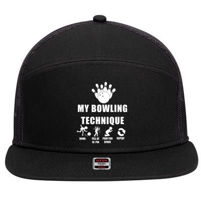 My Bowling Technique 7 Panel Mesh Trucker Snapback Hat