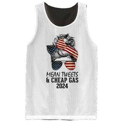 Messy Bun Trumpgirl Mean Tweets And Cheap Gas 2024 Mesh Reversible Basketball Jersey Tank