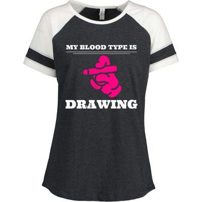 My Blood Type Is Drawing Drawing Artist Enza Ladies Jersey Colorblock Tee