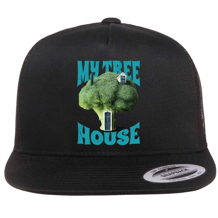 My Broccoli Tree House Funny Flat Bill Trucker Hat