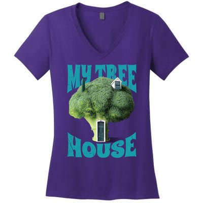 My Broccoli Tree House Funny Women's V-Neck T-Shirt