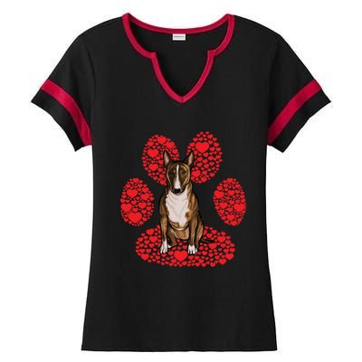 Miniature Bull Terrier Valentines Day Dog Love Paw Great Gift Ladies Halftime Notch Neck Tee