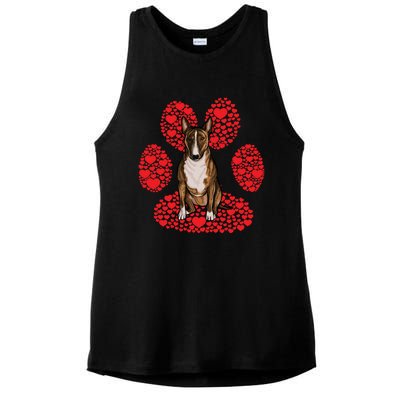 Miniature Bull Terrier Valentines Day Dog Love Paw Great Gift Ladies PosiCharge Tri-Blend Wicking Tank