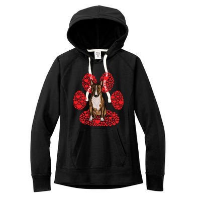 Miniature Bull Terrier Valentines Day Dog Love Paw Great Gift Women's Fleece Hoodie