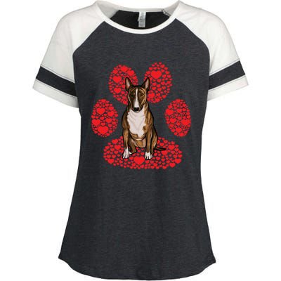 Miniature Bull Terrier Valentines Day Dog Love Paw Great Gift Enza Ladies Jersey Colorblock Tee