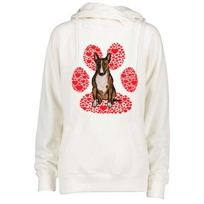 Miniature Bull Terrier Valentines Day Dog Love Paw Great Gift Womens Funnel Neck Pullover Hood