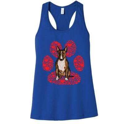 Miniature Bull Terrier Valentines Day Dog Love Paw Great Gift Women's Racerback Tank