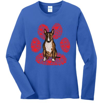 Miniature Bull Terrier Valentines Day Dog Love Paw Great Gift Ladies Long Sleeve Shirt