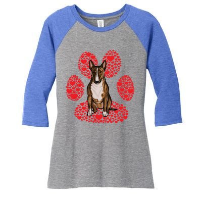 Miniature Bull Terrier Valentines Day Dog Love Paw Great Gift Women's Tri-Blend 3/4-Sleeve Raglan Shirt