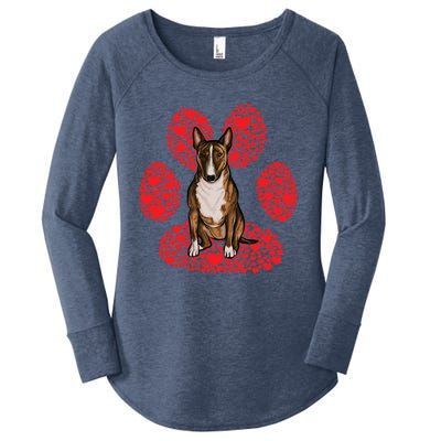 Miniature Bull Terrier Valentines Day Dog Love Paw Great Gift Women's Perfect Tri Tunic Long Sleeve Shirt