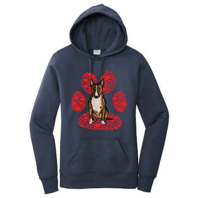 Miniature Bull Terrier Valentines Day Dog Love Paw Great Gift Women's Pullover Hoodie