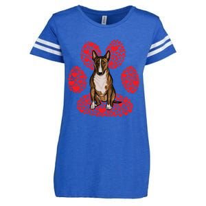 Miniature Bull Terrier Valentines Day Dog Love Paw Great Gift Enza Ladies Jersey Football T-Shirt