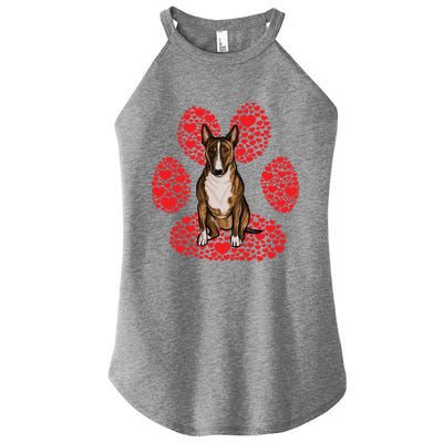 Miniature Bull Terrier Valentines Day Dog Love Paw Great Gift Women's Perfect Tri Rocker Tank