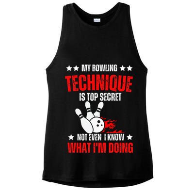 My Bowling Technique Is Top Secret funny bowling Ladies PosiCharge Tri-Blend Wicking Tank