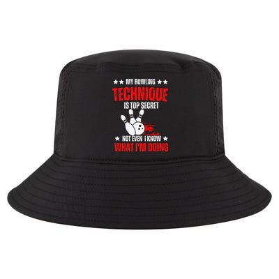 My Bowling Technique Is Top Secret funny bowling Cool Comfort Performance Bucket Hat
