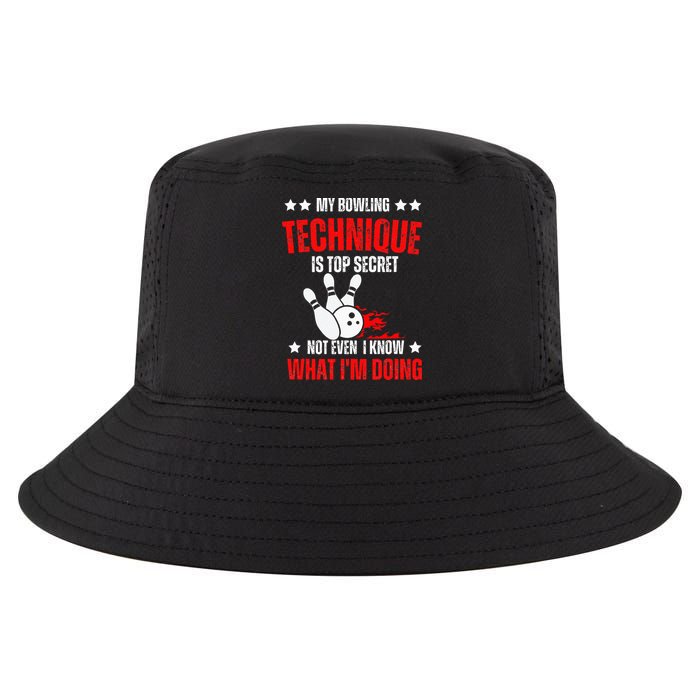 My Bowling Technique Is Top Secret funny bowling Cool Comfort Performance Bucket Hat