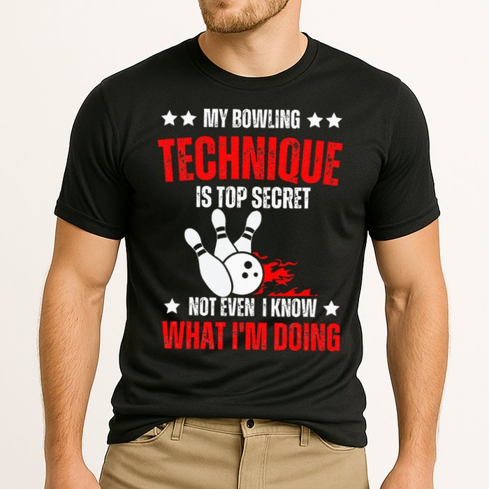 My Bowling Technique Is Top Secret funny bowling Performance Shirt