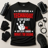 My Bowling Technique Is Top Secret funny bowling Performance Shirt