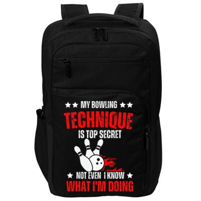 My Bowling Technique Is Top Secret funny bowling Impact Tech Backpack