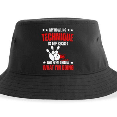 My Bowling Technique Is Top Secret funny bowling Sustainable Bucket Hat