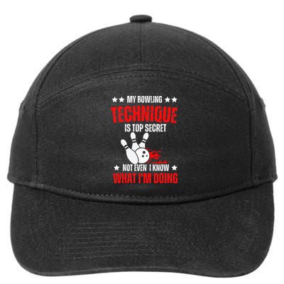 My Bowling Technique Is Top Secret funny bowling 7-Panel Snapback Hat