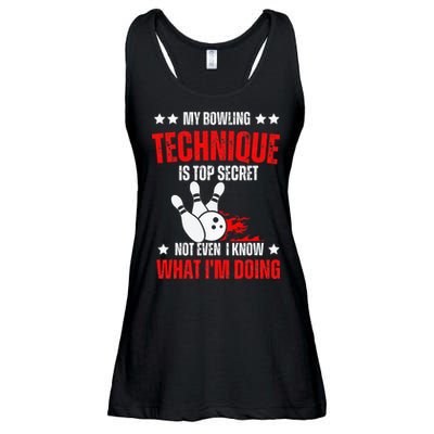 My Bowling Technique Is Top Secret funny bowling Ladies Essential Flowy Tank