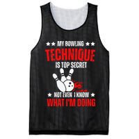 My Bowling Technique Is Top Secret funny bowling Mesh Reversible Basketball Jersey Tank