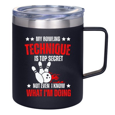 My Bowling Technique Is Top Secret funny bowling 12oz Stainless Steel Coffee Mug
