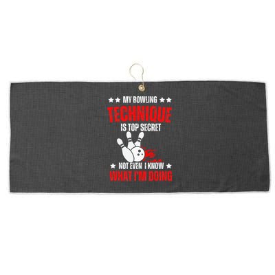 My Bowling Technique Is Top Secret funny bowling Large Microfiber Waffle Golf Towel