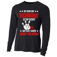 My Bowling Technique Is Top Secret funny bowling Cooling Performance Long Sleeve Crew