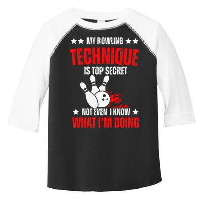 My Bowling Technique Is Top Secret funny bowling Toddler Fine Jersey T-Shirt