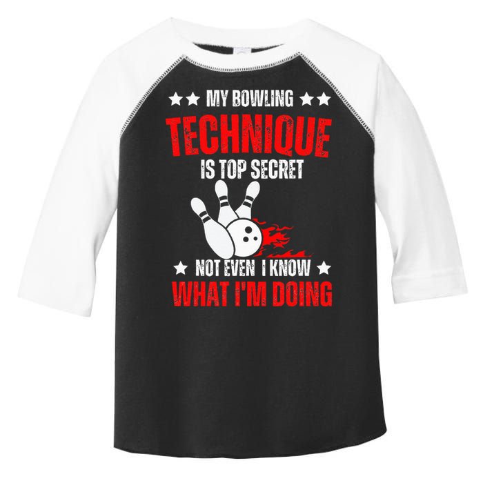 My Bowling Technique Is Top Secret funny bowling Toddler Fine Jersey T-Shirt