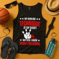My Bowling Technique Is Top Secret funny bowling Tank Top
