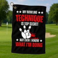 My Bowling Technique Is Top Secret funny bowling Golf Towel