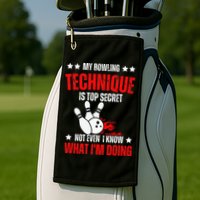 My Bowling Technique Is Top Secret funny bowling Golf Towel