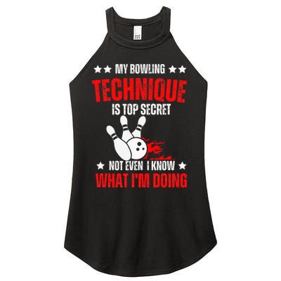 My Bowling Technique Is Top Secret funny bowling Women's Perfect Tri Rocker Tank