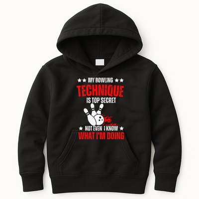 My Bowling Technique Is Top Secret funny bowling Kids Hoodie
