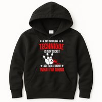My Bowling Technique Is Top Secret funny bowling Kids Hoodie