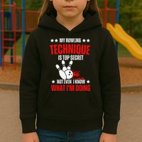 My Bowling Technique Is Top Secret funny bowling Kids Hoodie