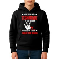 My Bowling Technique Is Top Secret funny bowling Kids Hoodie