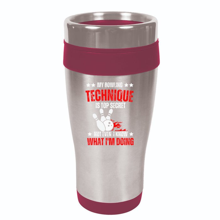 My Bowling Technique Is Top Secret funny bowling 16oz Travel Tumbler