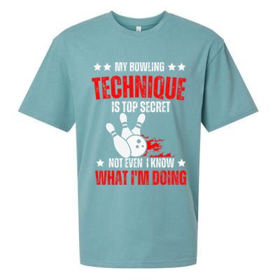 My Bowling Technique Is Top Secret funny bowling Sueded Cloud Jersey T-Shirt