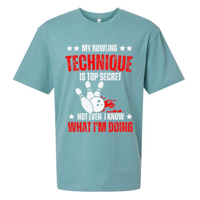 My Bowling Technique Is Top Secret funny bowling Sueded Cloud Jersey T-Shirt